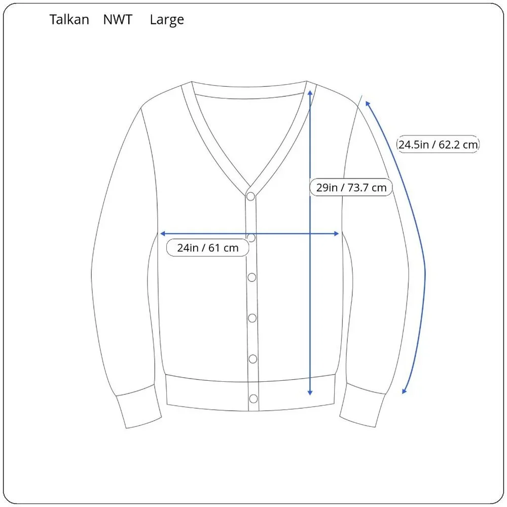 NWT Talkan Large 2 Tone Black Gray Cardigan Sweater 5 Button Long Sleeve Modern - Picture 3 of 10